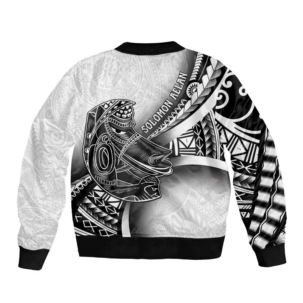 Solomon Islands Nguzunguzu Sleeve Zip Bomber Jacket Polynesian Tribal Pattern