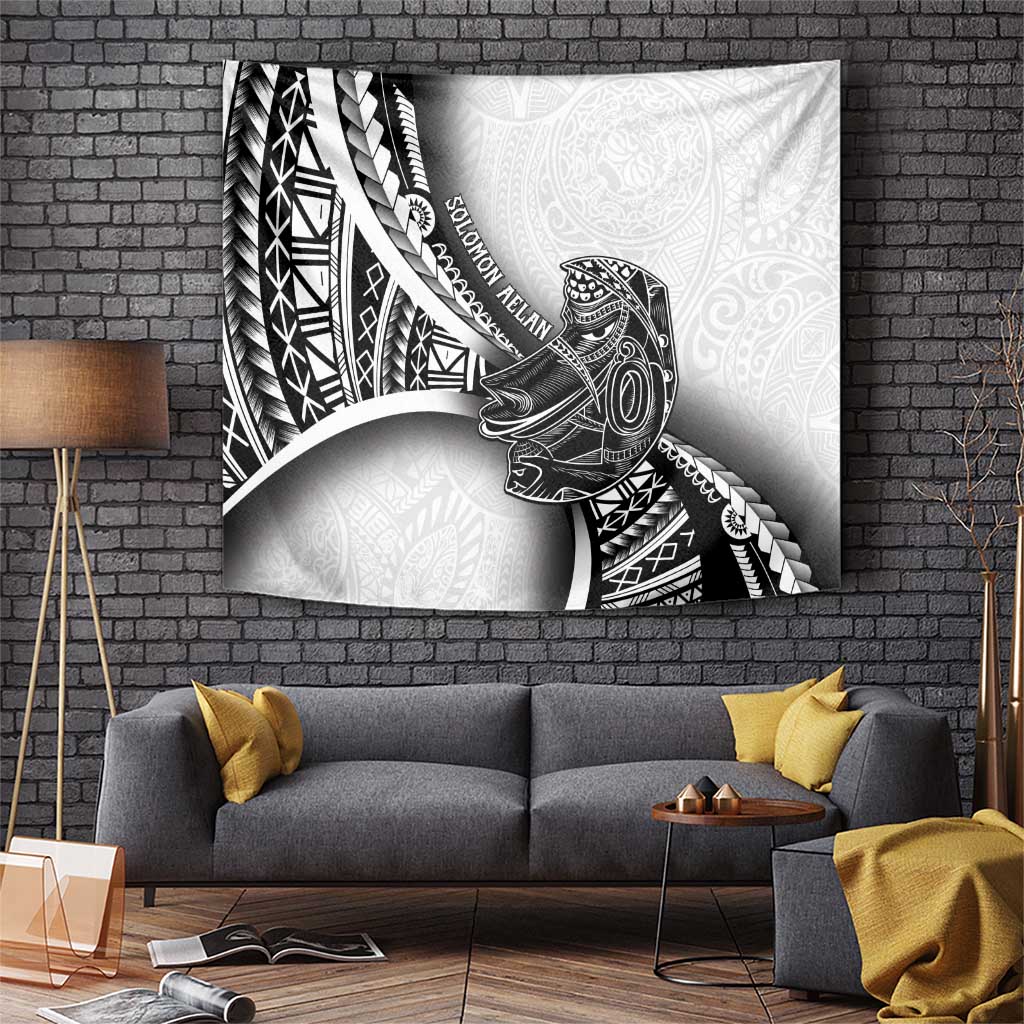 Solomon Islands Nguzunguzu Tapestry Polynesian Tribal Pattern LT05 White - Polynesian Pride