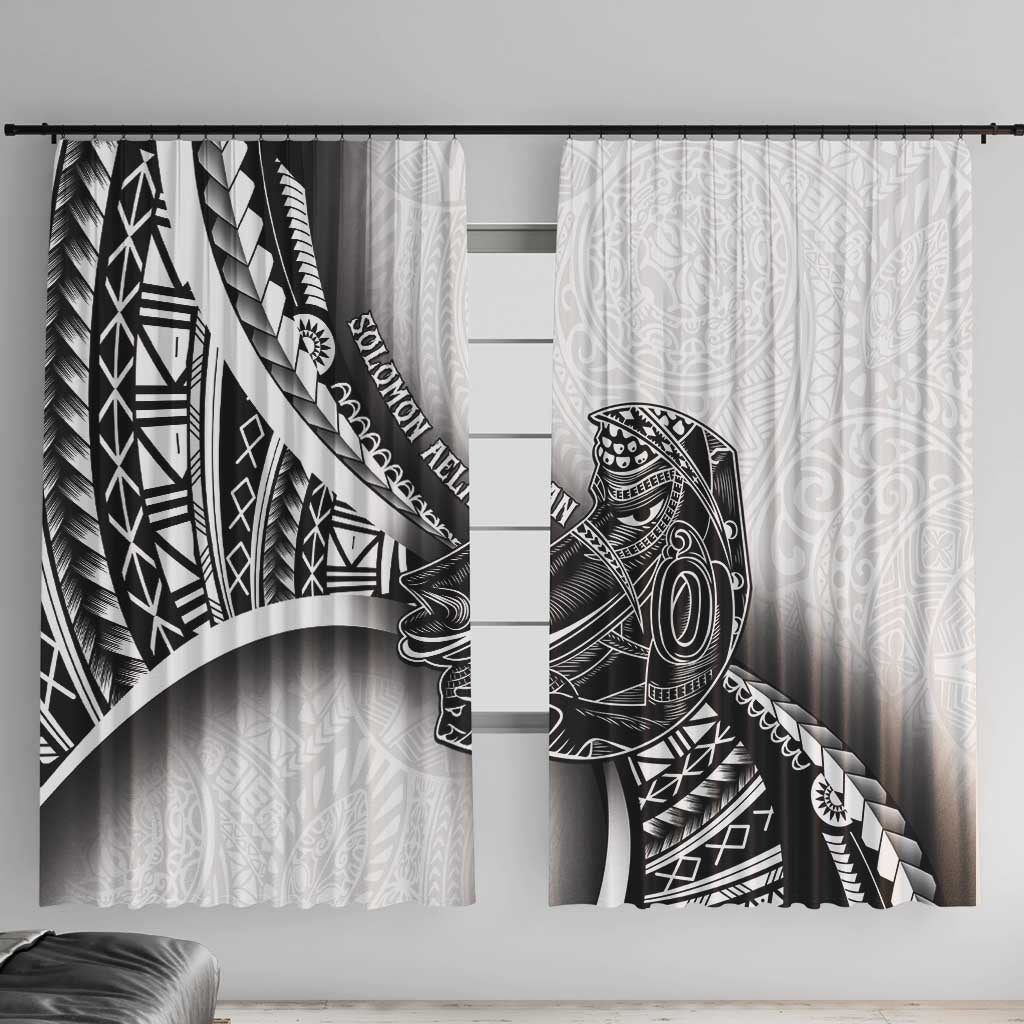 Solomon Islands Nguzunguzu Window Curtain Polynesian Tribal Pattern LT05 With Hooks White - Polynesian Pride