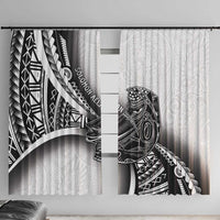 Solomon Islands Nguzunguzu Window Curtain Polynesian Tribal Pattern LT05 With Hooks White - Polynesian Pride