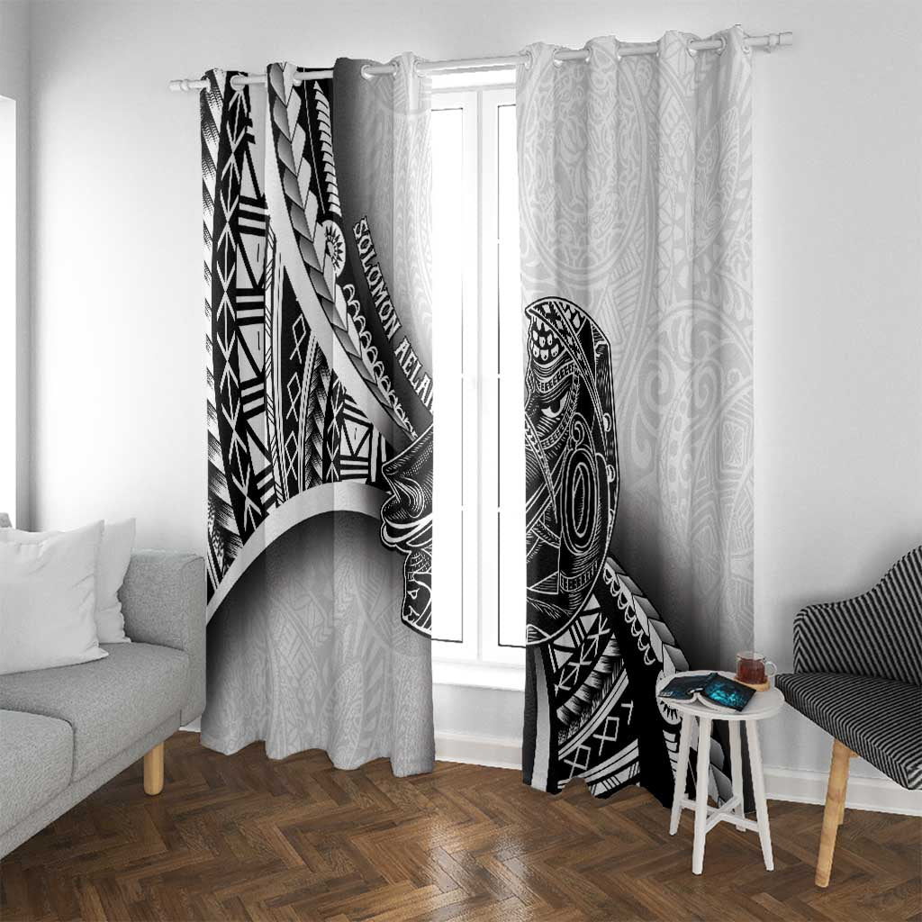 Solomon Islands Nguzunguzu Window Curtain Polynesian Tribal Pattern LT05 With Grommets White - Polynesian Pride