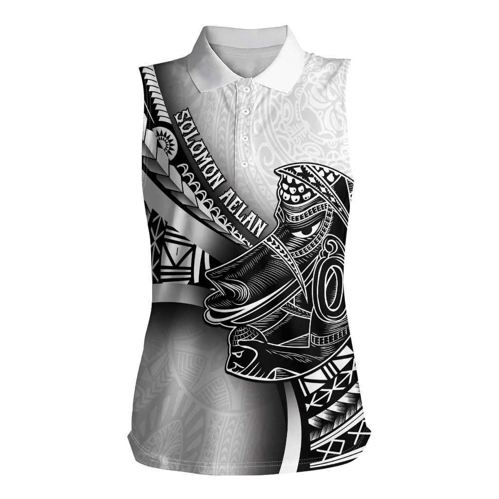Solomon Islands Nguzunguzu Women Sleeveless Polo Shirt Polynesian Tribal Pattern LT05 Female White - Polynesian Pride