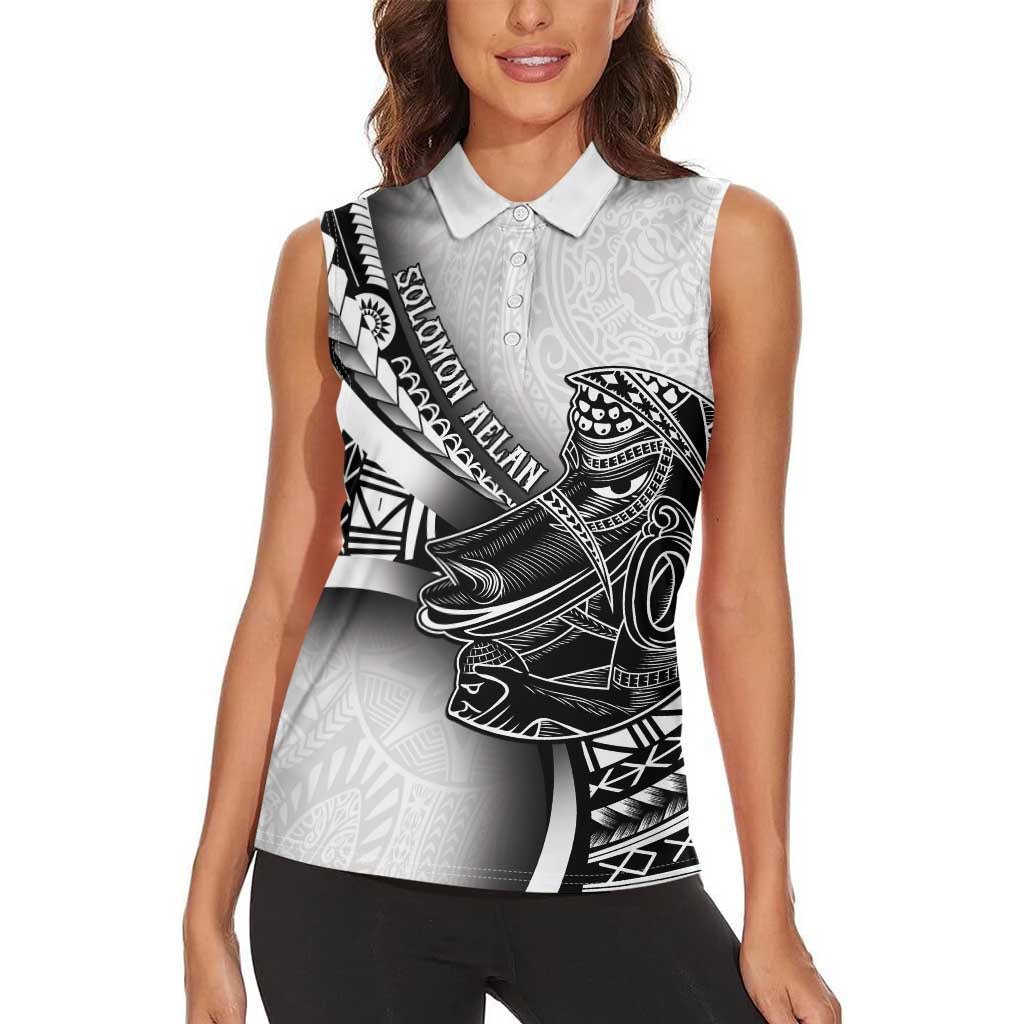 Solomon Islands Nguzunguzu Women Sleeveless Polo Shirt Polynesian Tribal Pattern LT05 - Polynesian Pride
