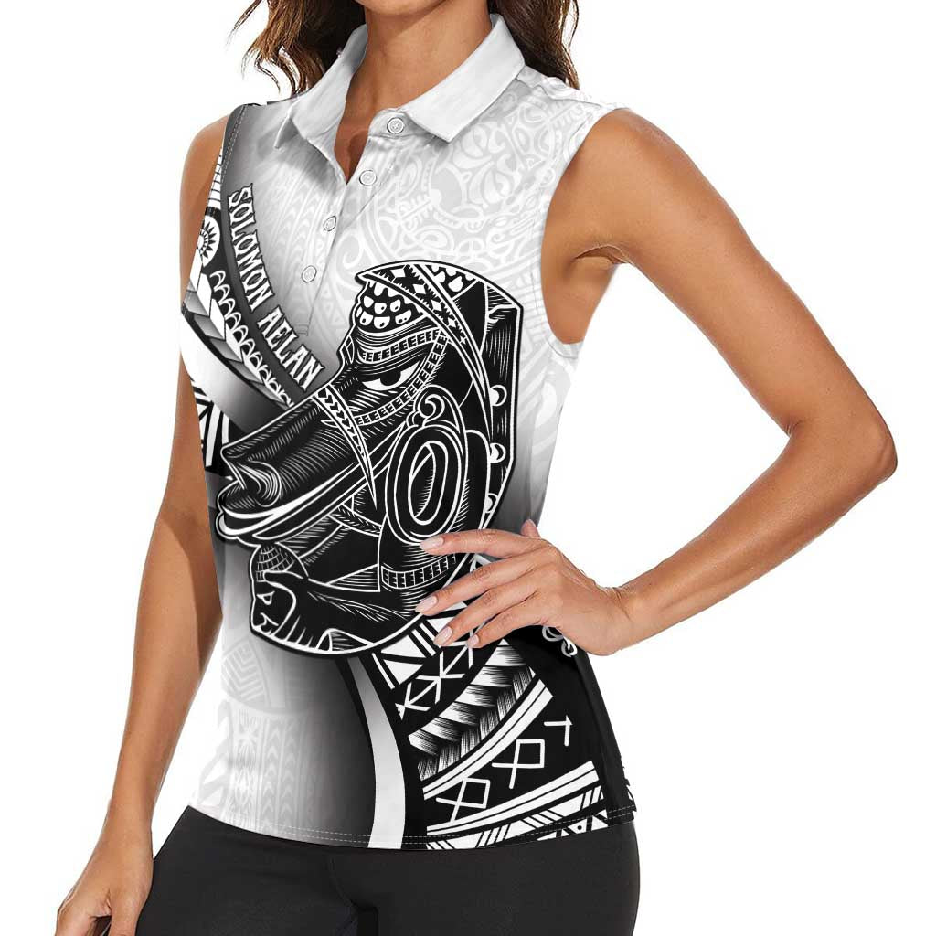 Solomon Islands Nguzunguzu Women Sleeveless Polo Shirt Polynesian Tribal Pattern LT05 - Polynesian Pride