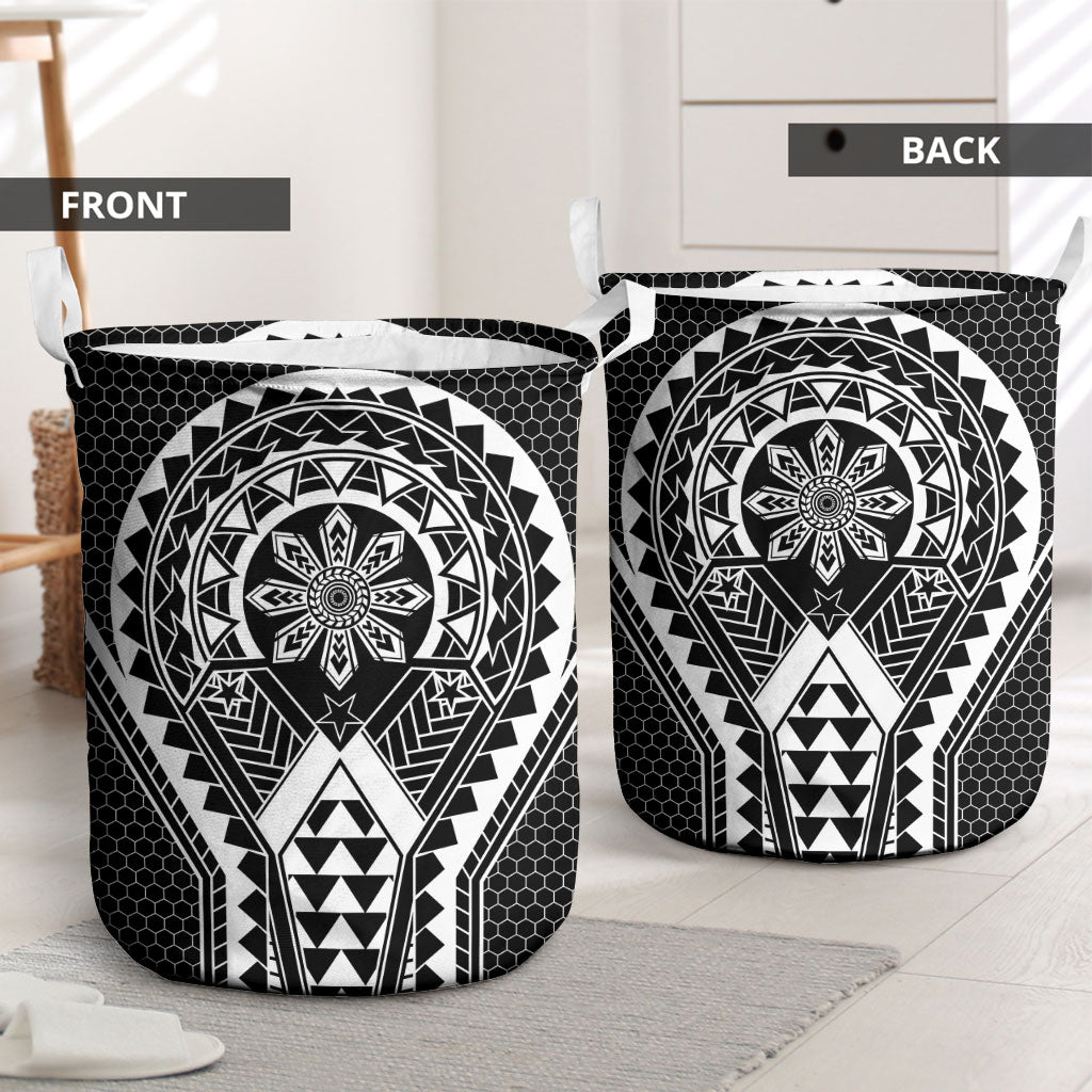 Philippines Batok Tribal Inspired Tattoo Black Laundry Basket LT05 - Polynesian Pride