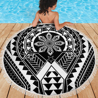 Philippines Batok Tribal Inspired Tattoo Black Beach Blanket LT05 - Polynesian Pride
