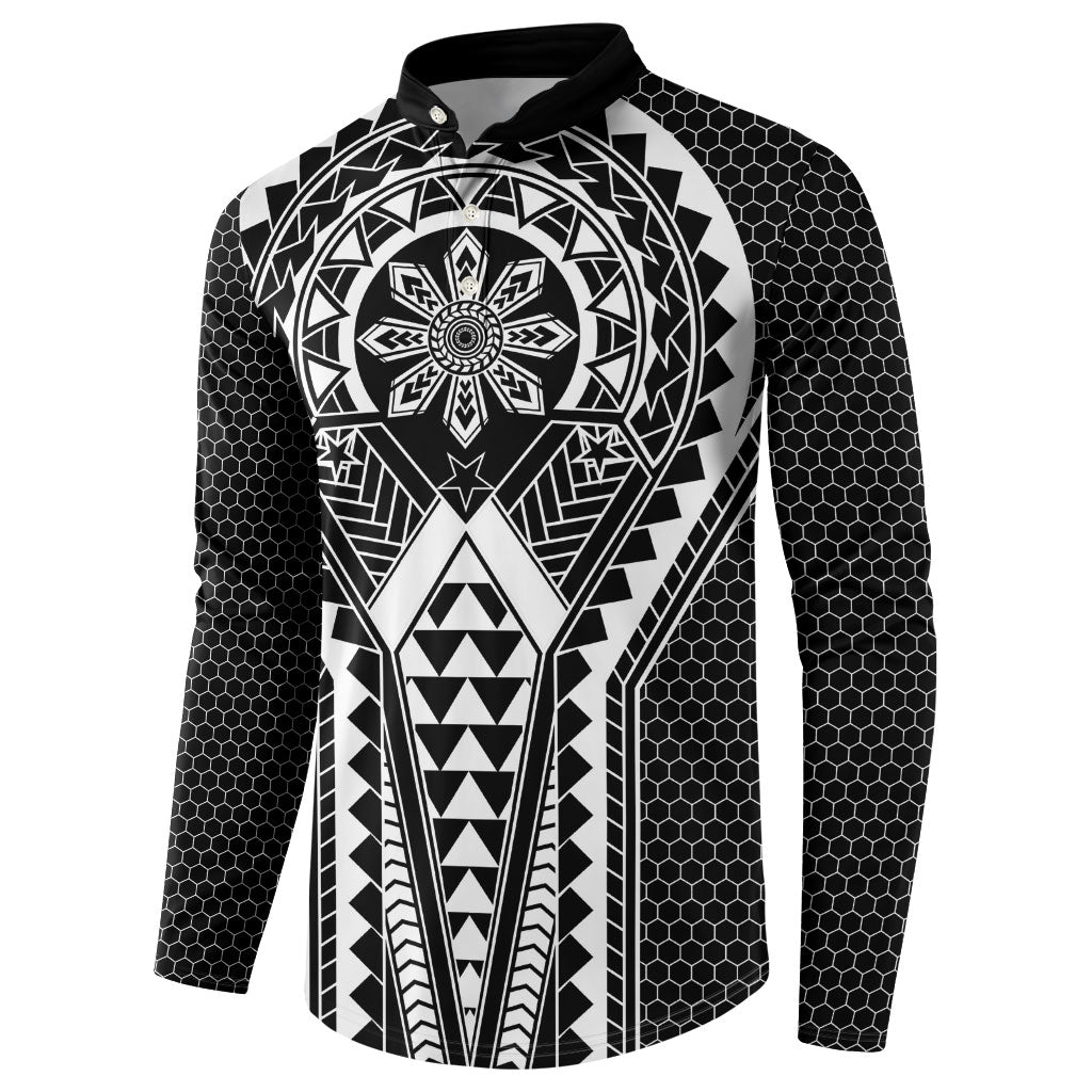Philippines Batok Tribal Inspired Tattoo Black Button Sweatshirt LT05 - Polynesian Pride