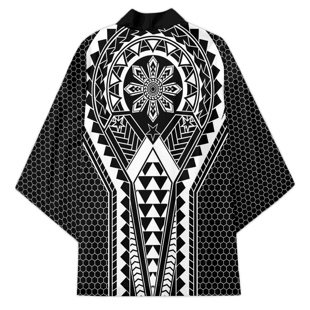 Philippines Batok Tribal Inspired Tattoo Black Kimono LT05 - Polynesian Pride