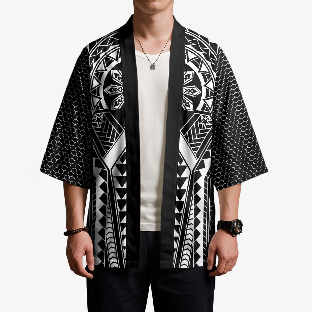 Philippines Batok Tribal Inspired Tattoo Black Kimono LT05 - Polynesian Pride