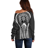 Philippines Batok Tribal Inspired Tattoo Black Off Shoulder Sweater LT05 - Polynesian Pride