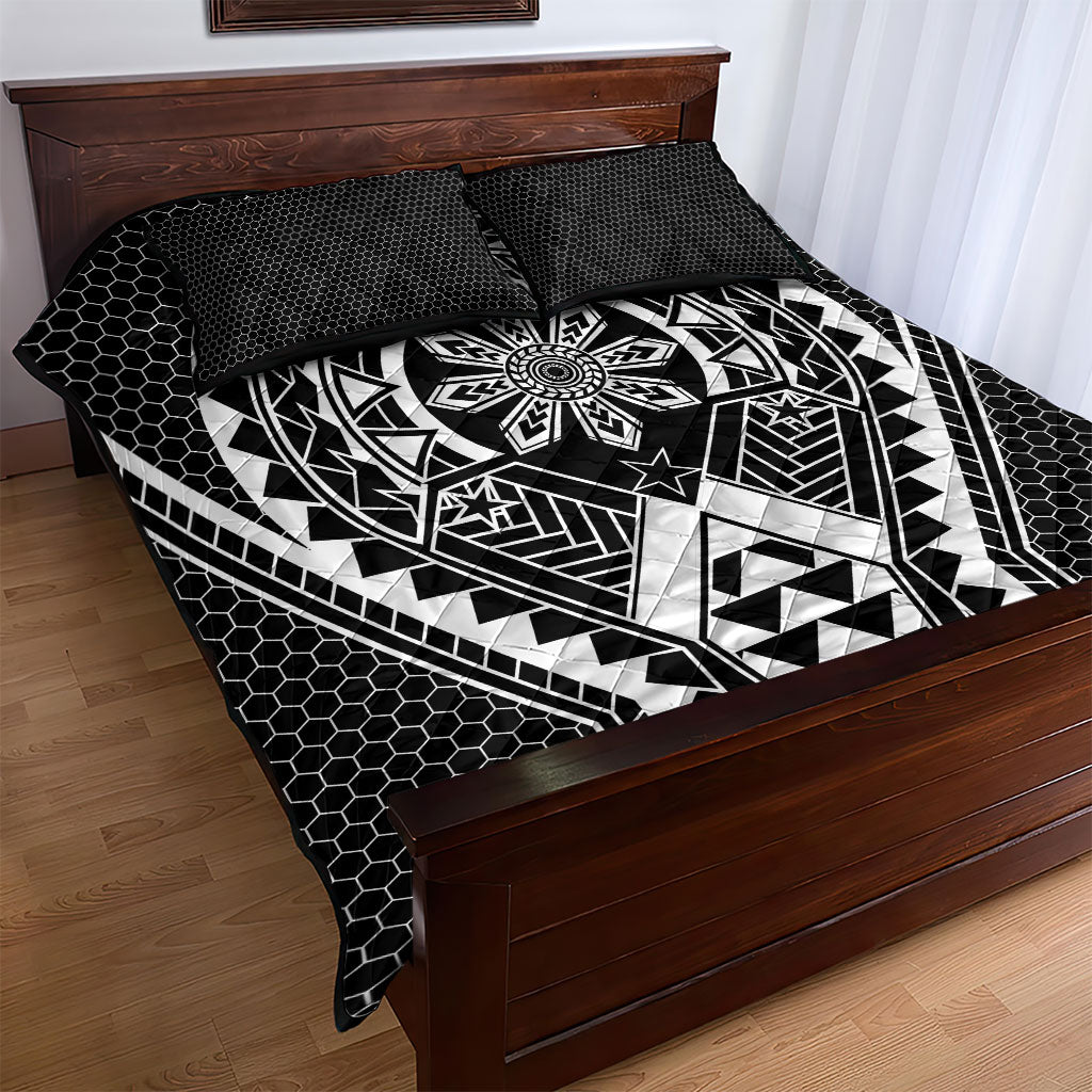 Philippines Batok Tribal Inspired Tattoo Black Quilt Bed Set LT05 - Polynesian Pride