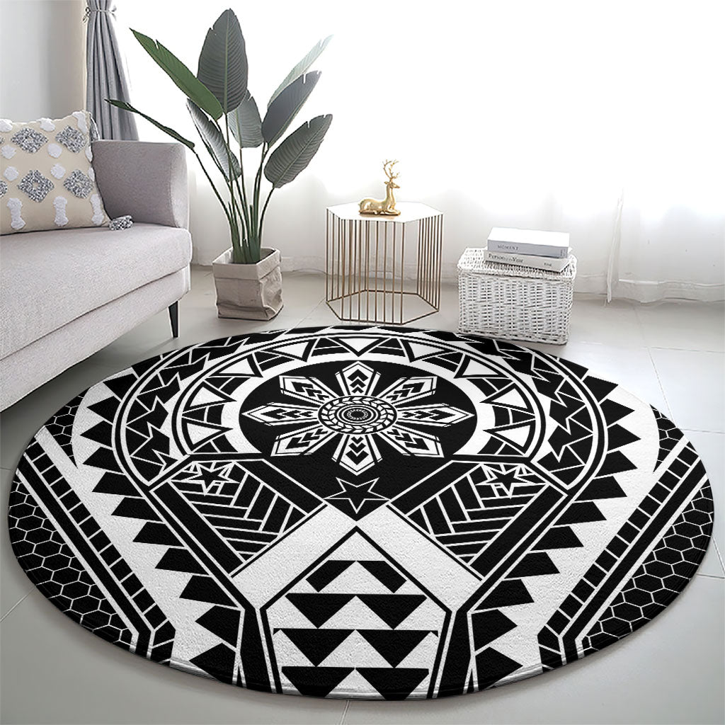 Philippines Batok Tribal Inspired Tattoo Black Round Carpet LT05 - Polynesian Pride