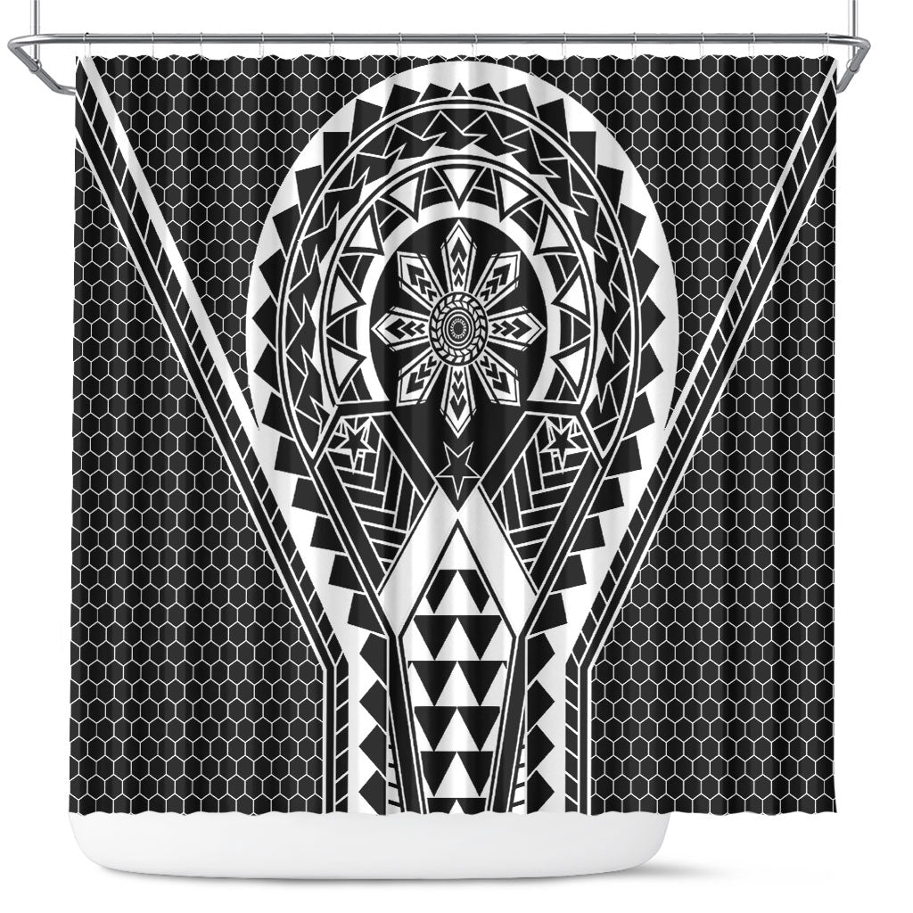 Philippines Batok Tribal Inspired Tattoo Black Shower Curtain LT05 Black - Polynesian Pride