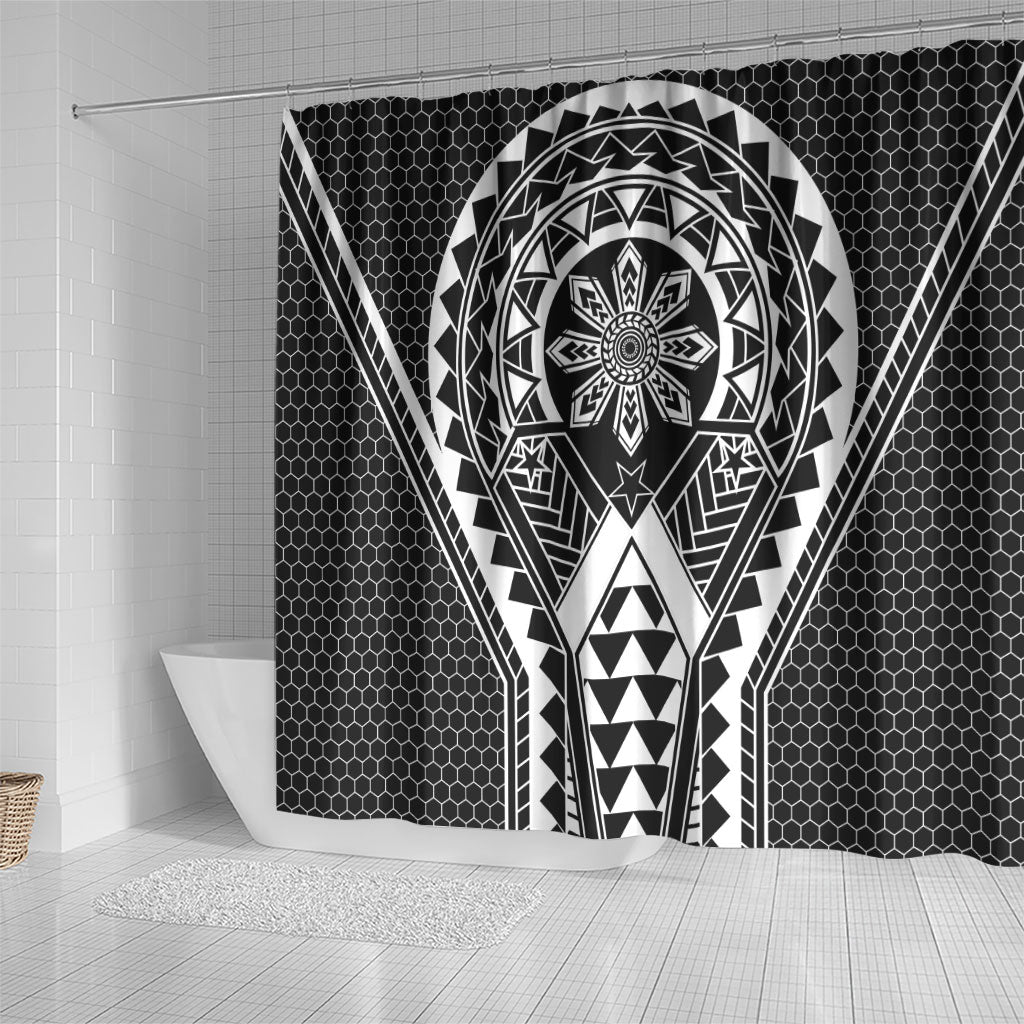 Philippines Batok Tribal Inspired Tattoo Black Shower Curtain LT05 - Polynesian Pride