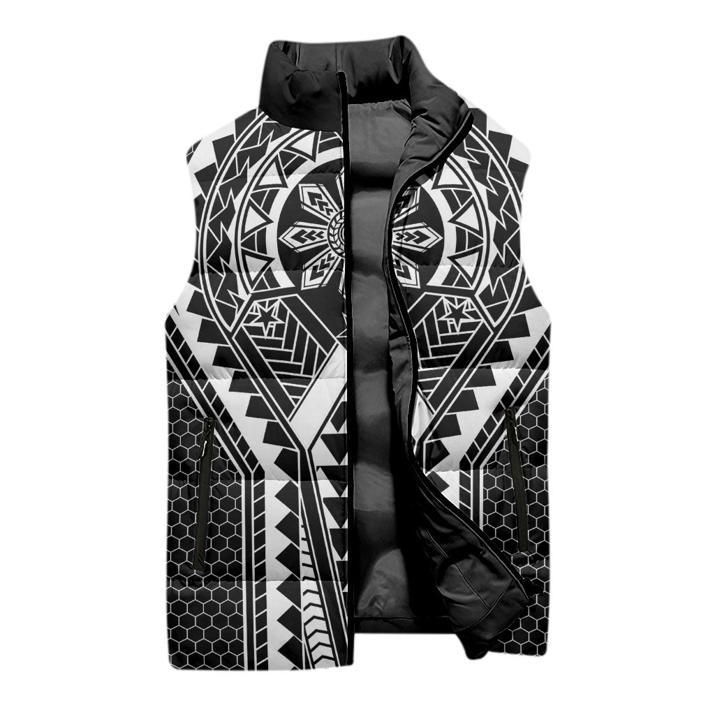 Philippines Batok Tribal Inspired Tattoo Black Sleeveless Puffer Jacket LT05 - Polynesian Pride