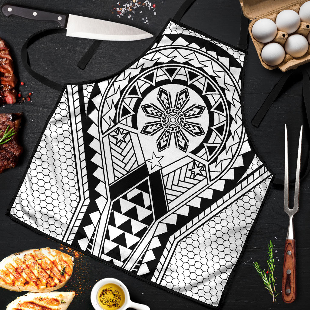 Philippines Batok Tribal Inspired Tattoo White Apron LT05 White - Polynesian Pride