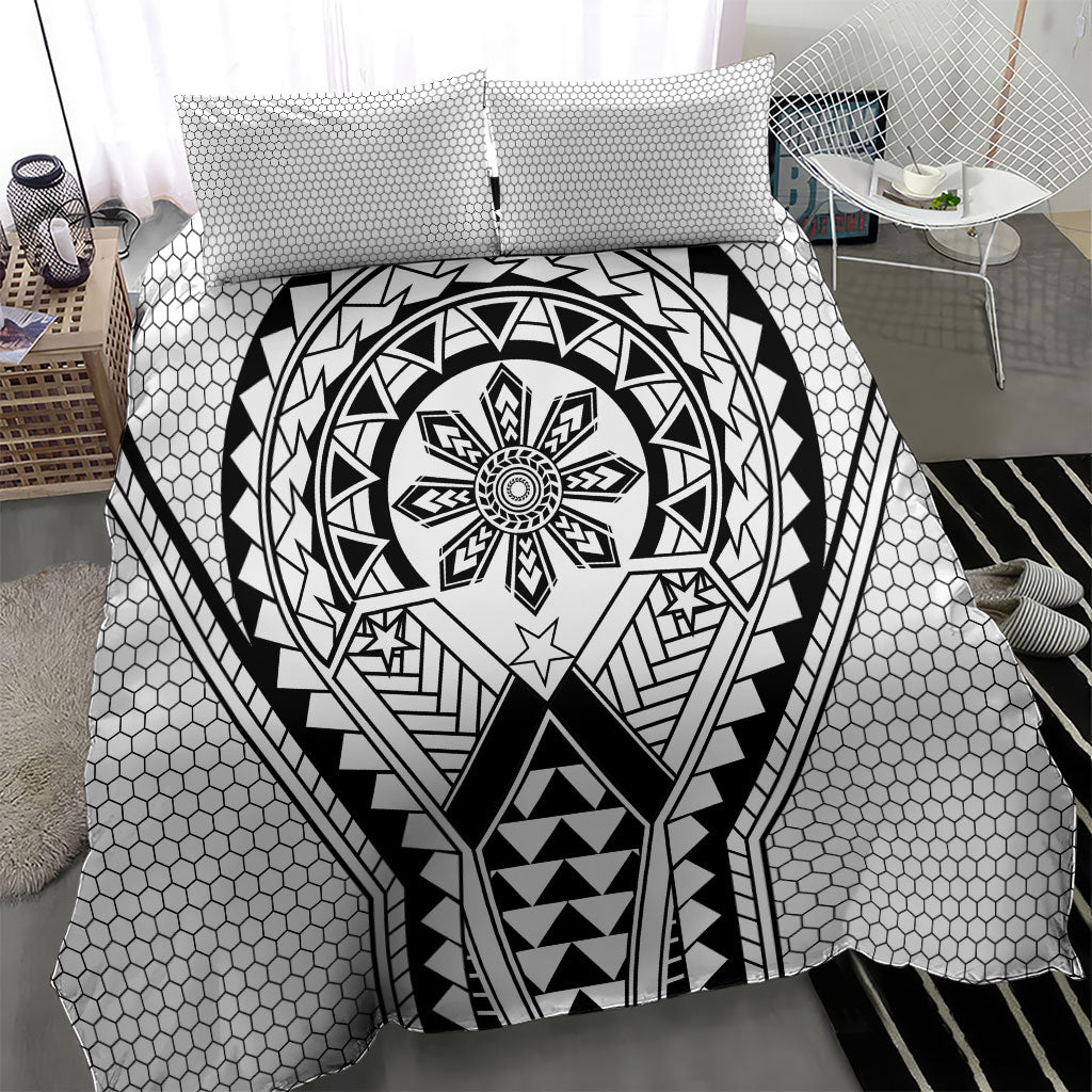 Philippines Batok Tribal Inspired Tattoo White Bedding Set LT05 - Polynesian Pride