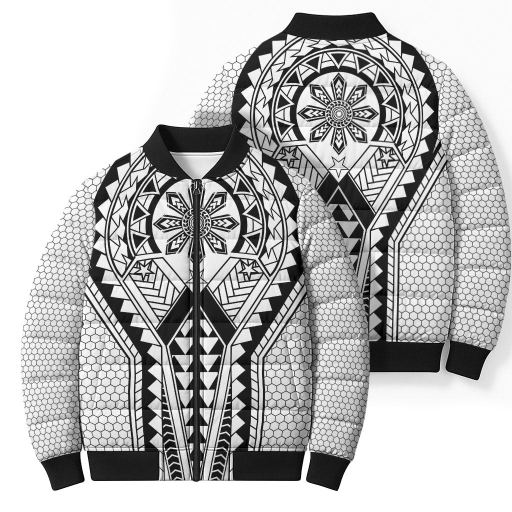 Philippines Batok Tribal Inspired Tattoo White Bomber Puffer Jacket LT05 - Polynesian Pride