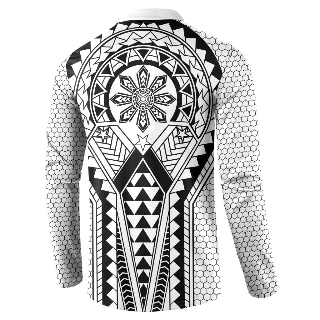 Philippines Batok Tribal Inspired Tattoo White Button Sweatshirt LT05 - Polynesian Pride