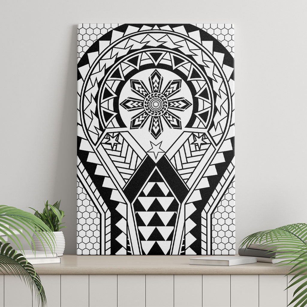 Philippines Batok Tribal Inspired Tattoo White Canvas Wall Art LT05 - Polynesian Pride