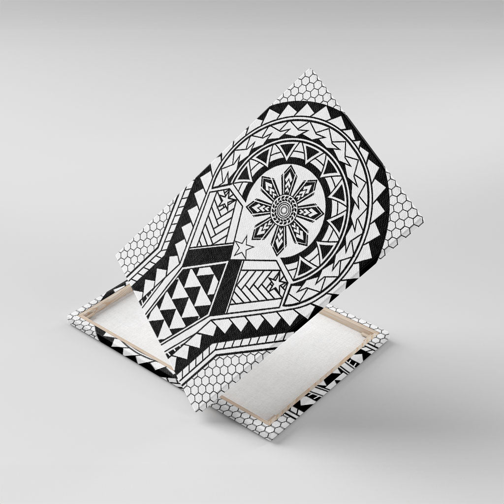 Philippines Batok Tribal Inspired Tattoo White Canvas Wall Art LT05 With Frame White - Polynesian Pride
