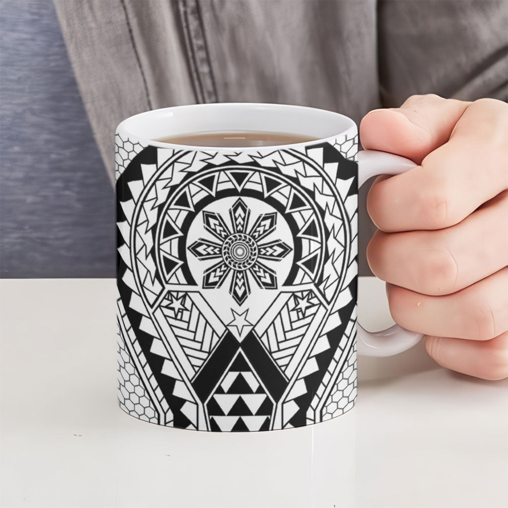 Philippines Batok Tribal Inspired Tattoo White Ceramic Mug LT05 - Polynesian Pride