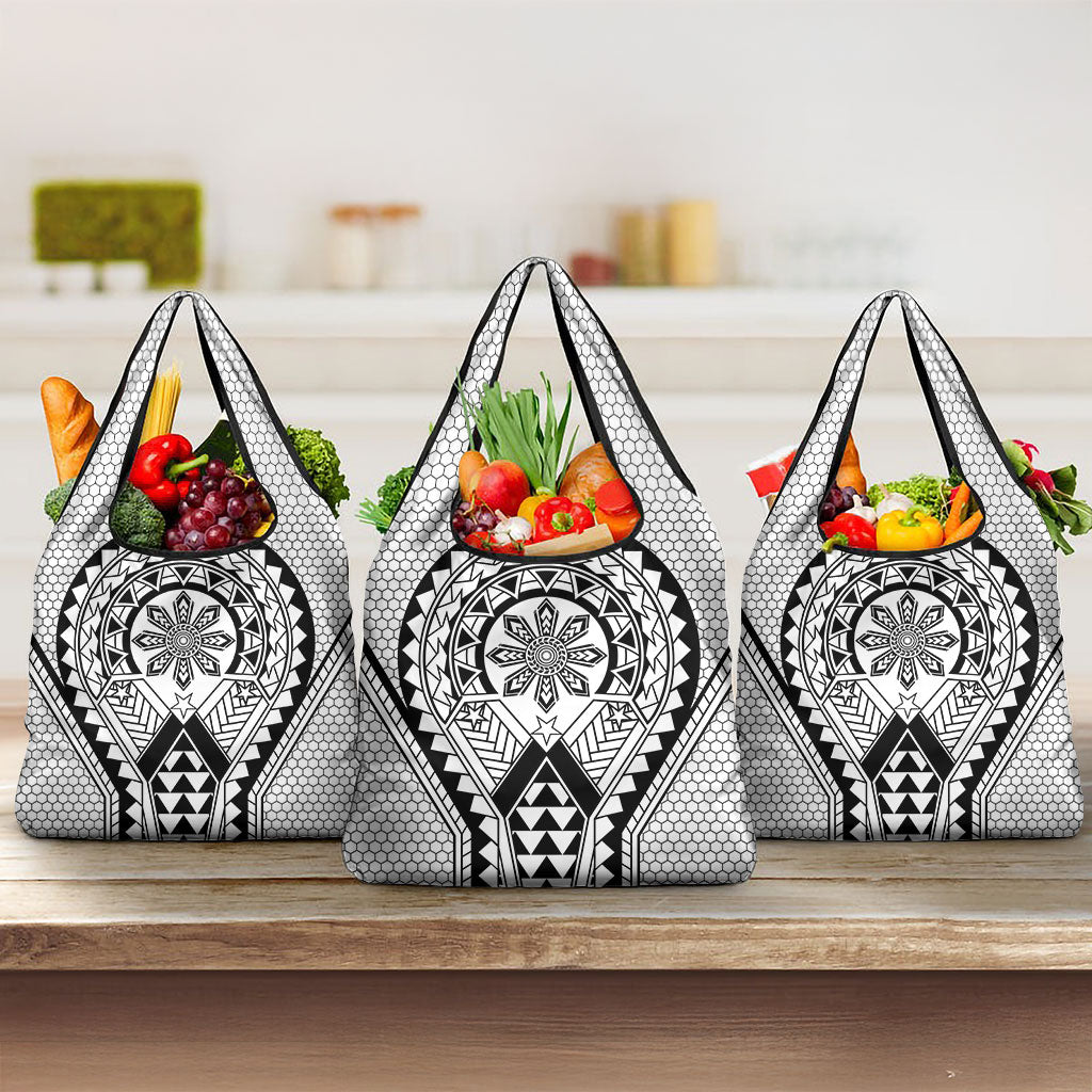 Philippines Batok Tribal Inspired Tattoo White Grocery Bag LT05 3-pack One Size White - Polynesian Pride