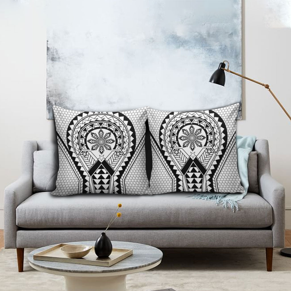 Philippines Batok Tribal Inspired Tattoo White Pillow Cover LT05 - Polynesian Pride