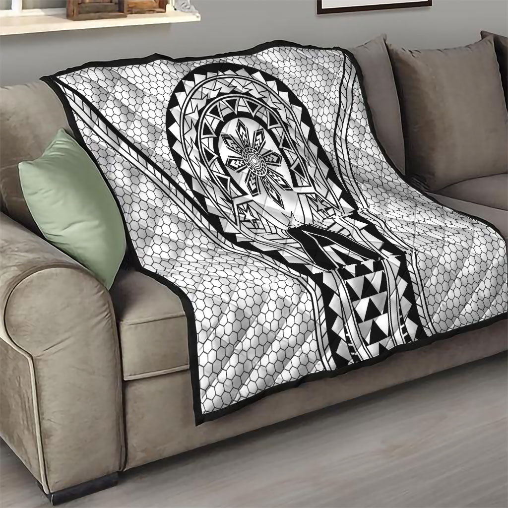 Philippines Batok Tribal Inspired Tattoo White Quilt LT05 - Polynesian Pride