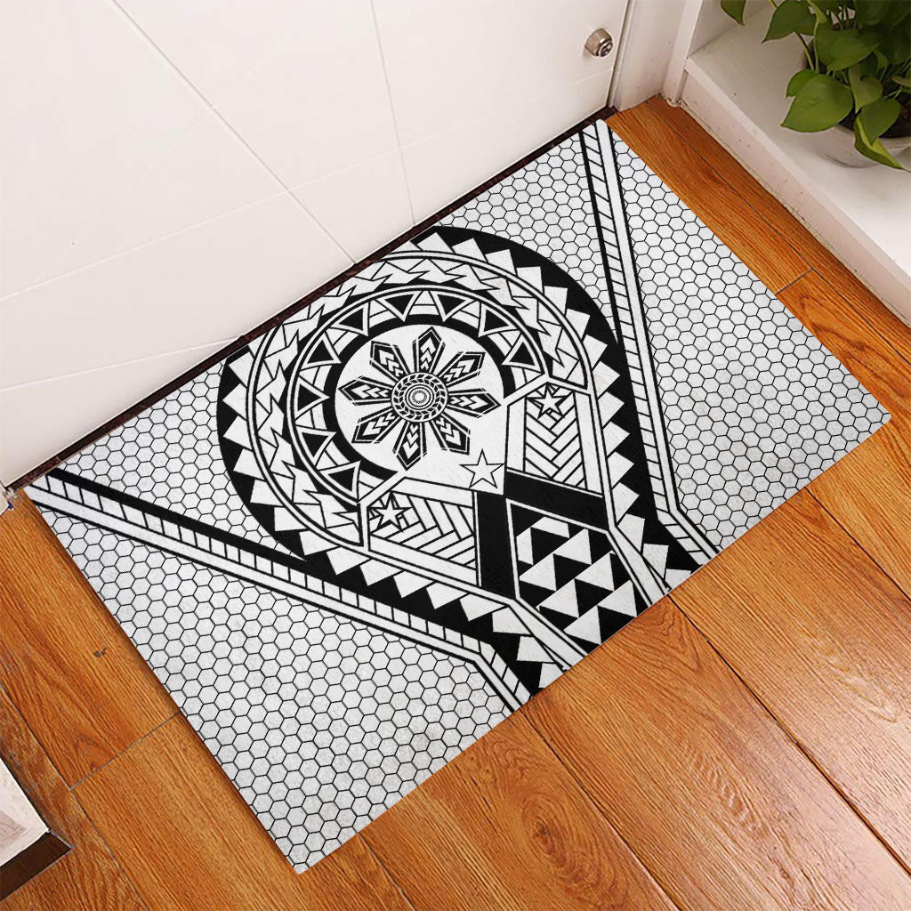 Philippines Batok Tribal Inspired Tattoo White Rubber Doormat LT05 - Polynesian Pride