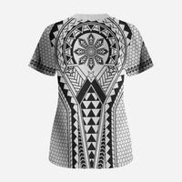 Philippines Batok Tribal Inspired Tattoo White Scrub Top LT05 - Polynesian Pride