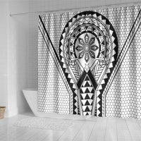 Philippines Batok Tribal Inspired Tattoo White Shower Curtain LT05 - Polynesian Pride