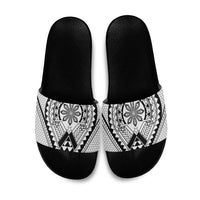 Philippines Batok Tribal Inspired Tattoo White Slide Sandals LT05 White - Polynesian Pride