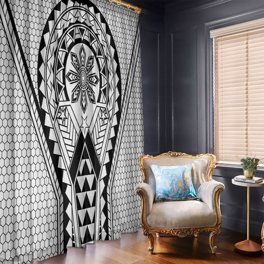 Philippines Batok Tribal Inspired Tattoo White Window Curtain LT05 - Polynesian Pride