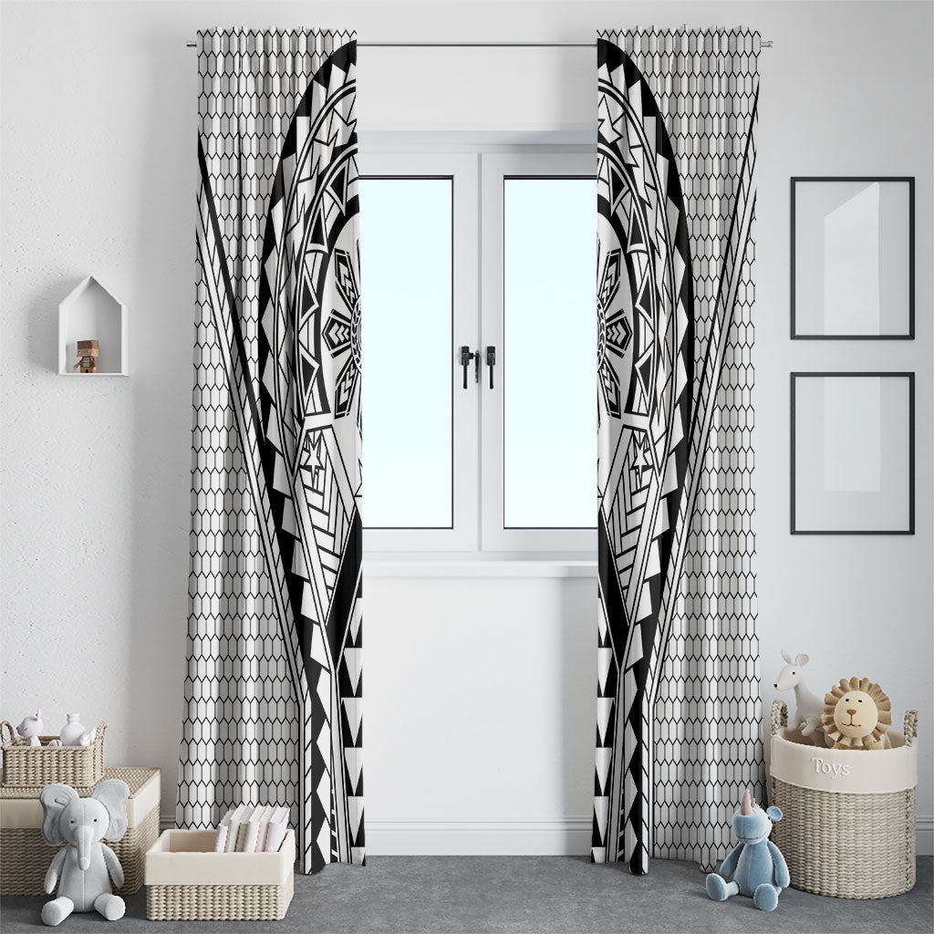 Philippines Batok Tribal Inspired Tattoo White Window Curtain LT05 - Polynesian Pride