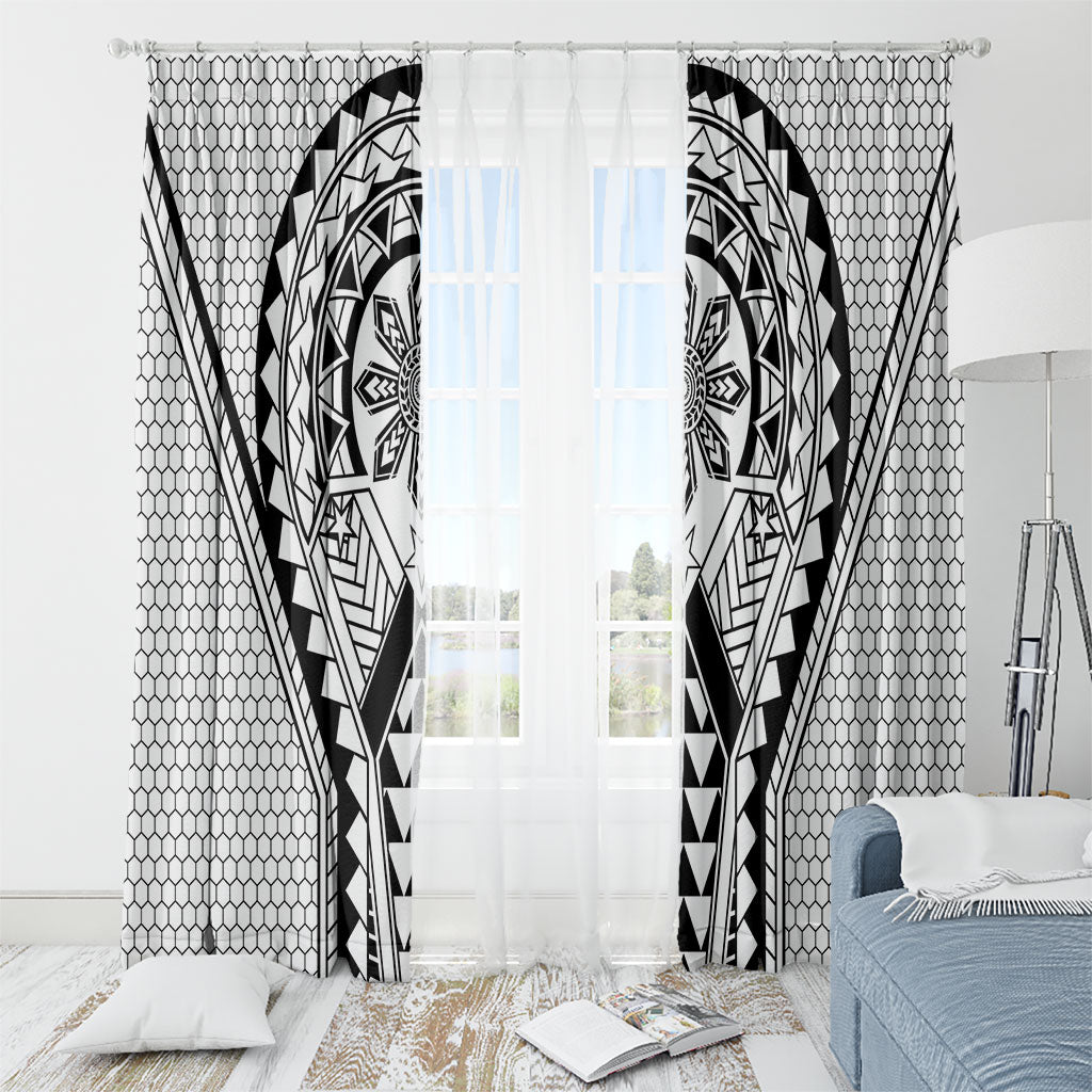 Philippines Batok Tribal Inspired Tattoo White Window Curtain LT05 - Polynesian Pride