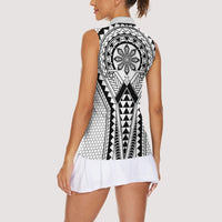 Philippines Batok Tribal Inspired Tattoo White Women Sleeveless Polo Shirt LT05 - Polynesian Pride