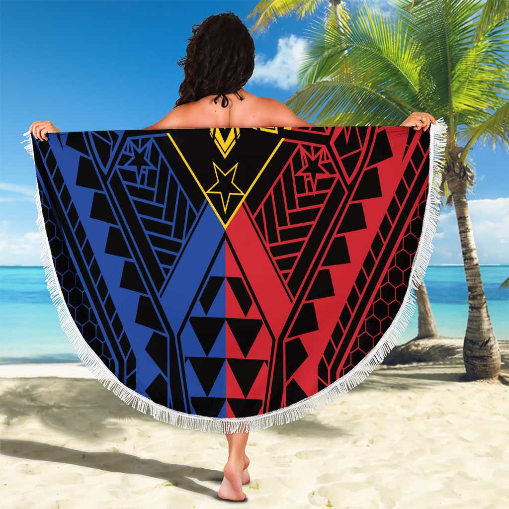 Philippines Batok Tribal Inspired Tattoo Beach Blanket LT05 - Polynesian Pride
