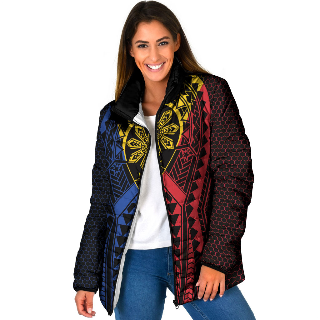 Philippines Batok Tribal Inspired Tattoo Padded Jacket LT05 Women Multicolor - Polynesian Pride