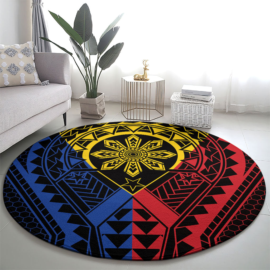 Philippines Batok Tribal Inspired Tattoo Round Carpet LT05 - Polynesian Pride