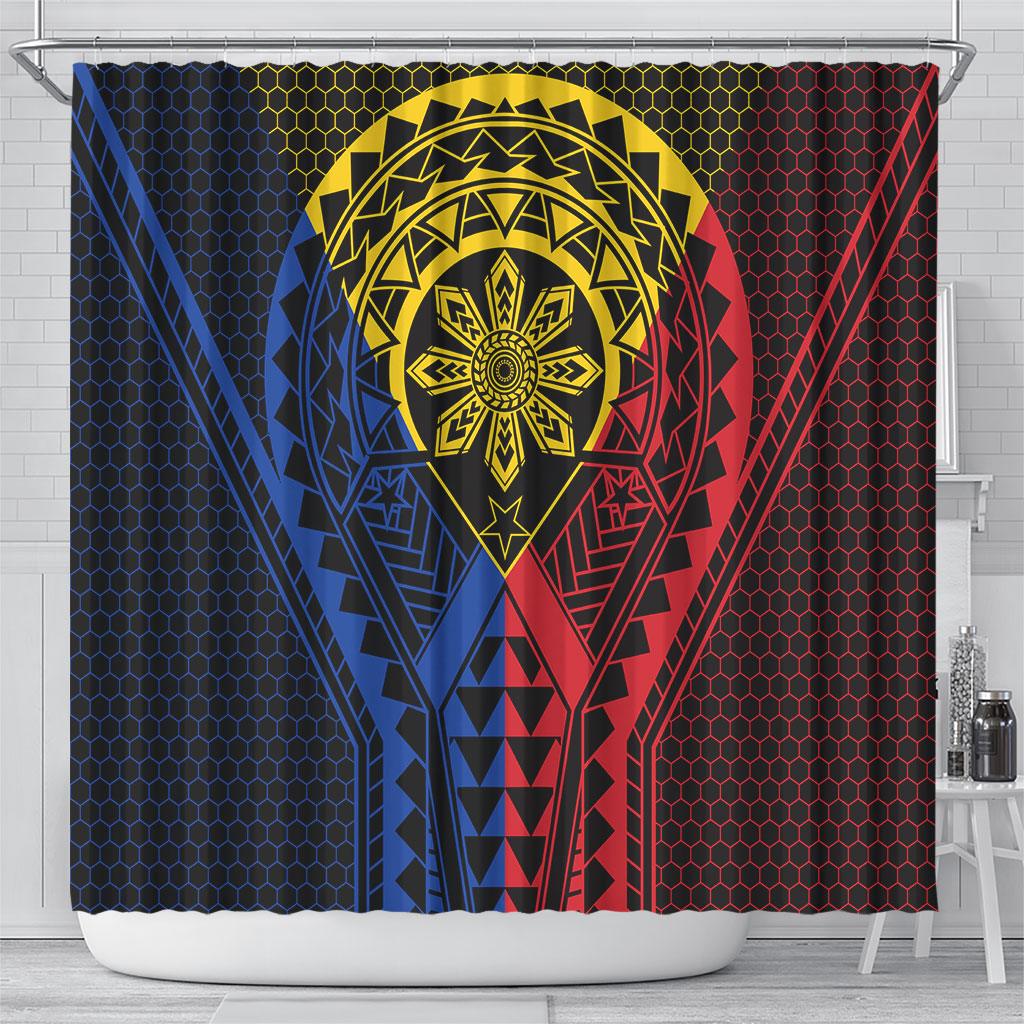 Philippines Batok Tribal Inspired Tattoo Shower Curtain LT05 - Polynesian Pride