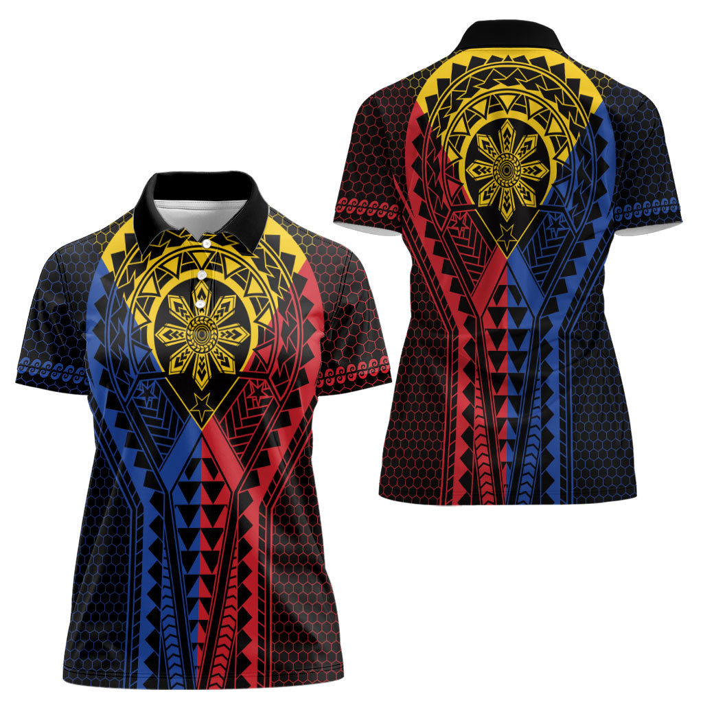 Philippines Batok Tribal Inspired Tattoo Women Polo Shirt LT05 - Polynesian Pride