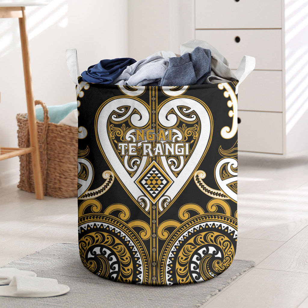 Aotearoa Ngai Te Rangi Laundry Basket Maori Tribal Pattern LT05 Gold - Polynesian Pride