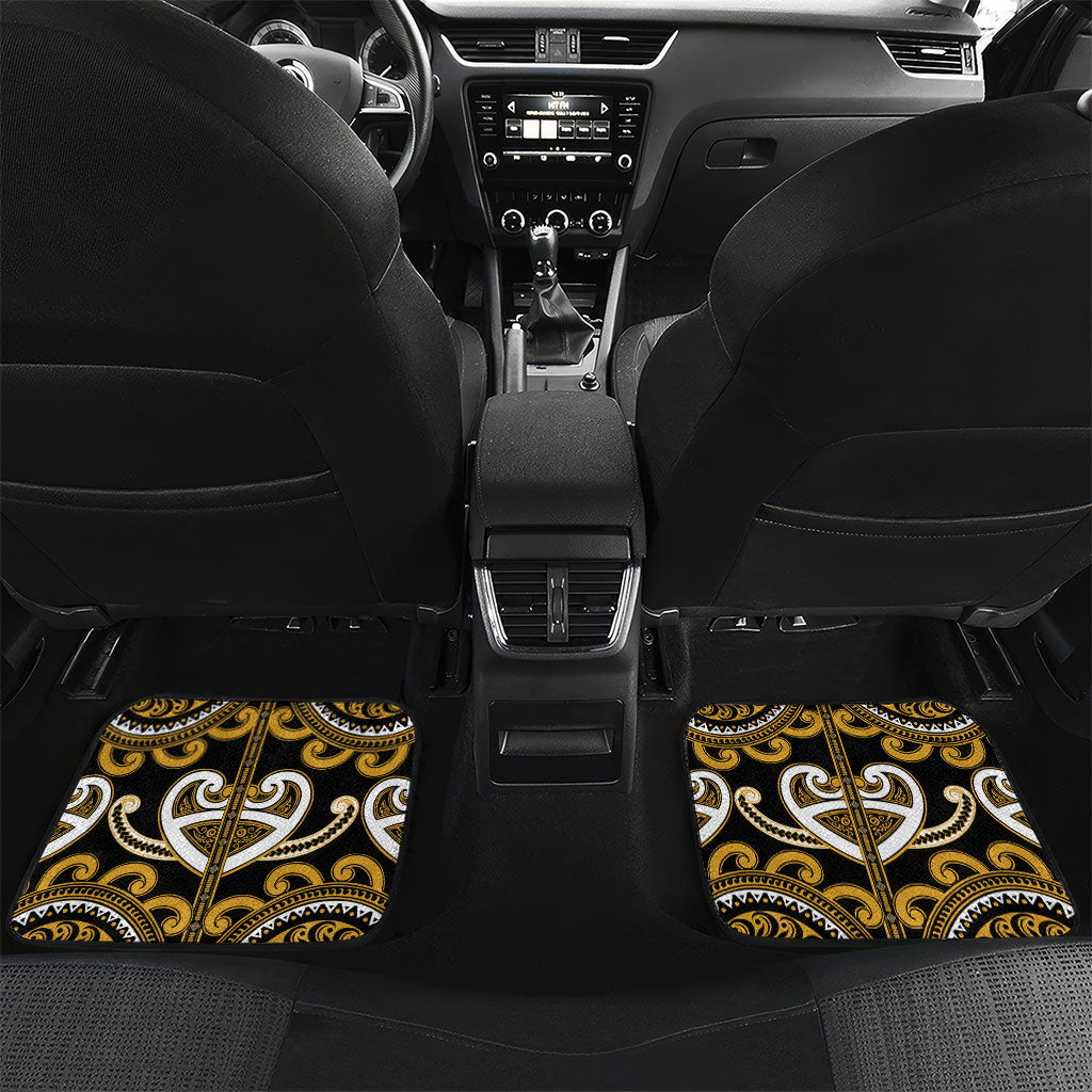 Custom Aotearoa Ngai Te Rangi Car Mats Maori Tribal Pattern LT05 Set 2pcs - Back Gold - Polynesian Pride