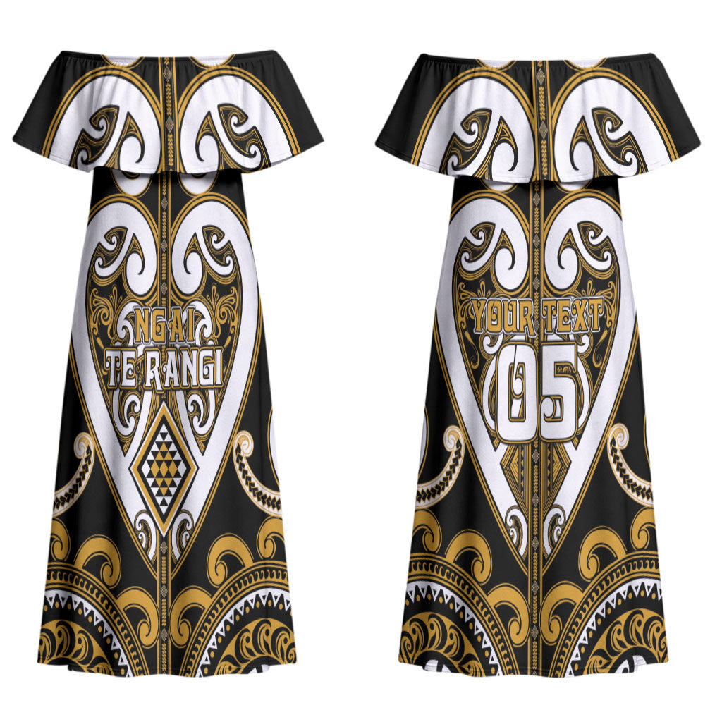 Custom Aotearoa Ngai Te Rangi Couples Matching Off Shoulder Maxi Dress and Hawaiian Shirt Maori Tribal Pattern LT05 - Polynesian Pride