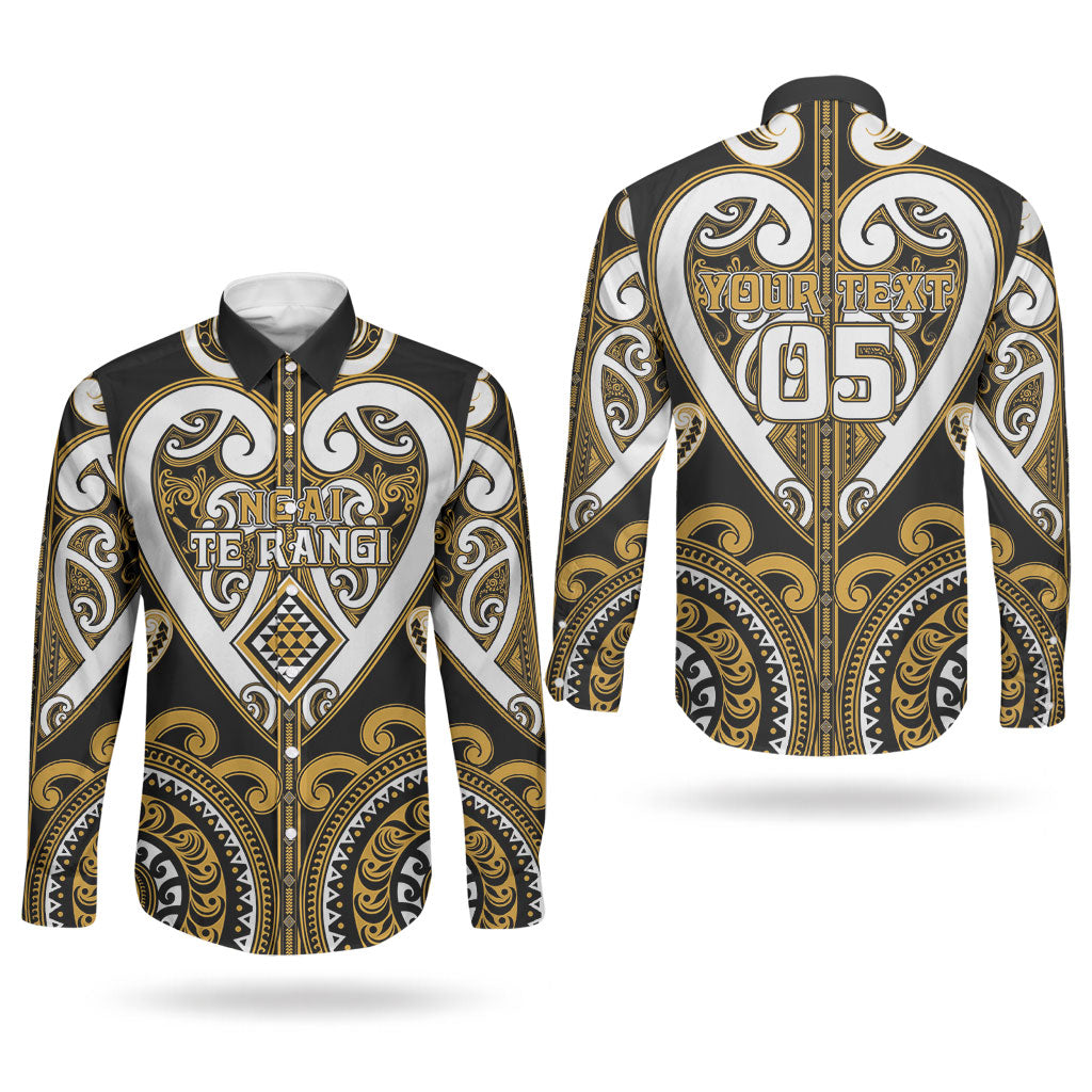 Custom Aotearoa Ngai Te Rangi Couples Matching Off Shoulder Maxi Dress and Long Sleeve Button Shirt Maori Tribal Pattern LT05 - Polynesian Pride