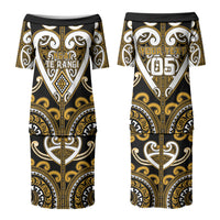 Custom Aotearoa Ngai Te Rangi Family Matching Puletasi and Hawaiian Shirt Maori Tribal Pattern LT05 Mom's Dress Gold - Polynesian Pride