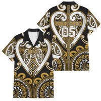 Custom Aotearoa Ngai Te Rangi Family Matching Puletasi and Hawaiian Shirt Maori Tribal Pattern LT05 Dad's Shirt - Short Sleeve Gold - Polynesian Pride
