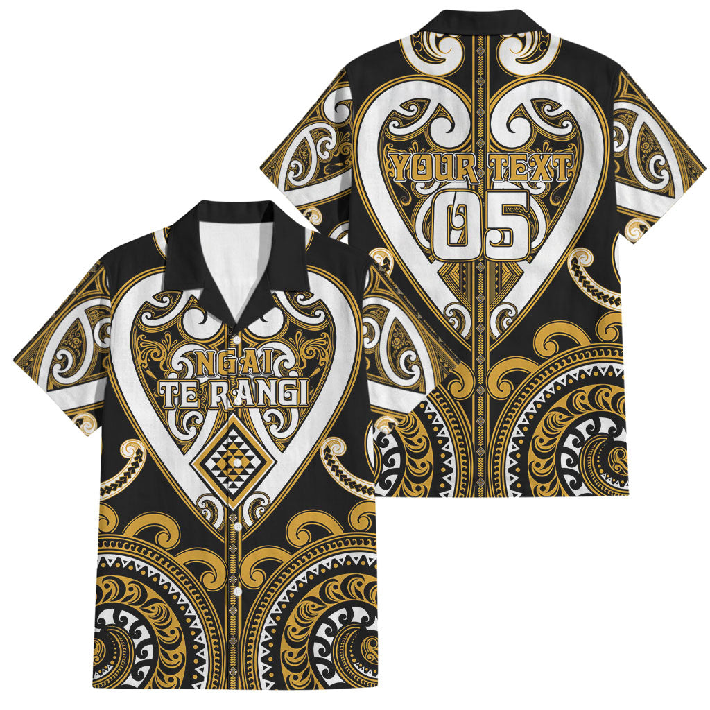 Custom Aotearoa Ngai Te Rangi Family Matching Tank Maxi Dress and Hawaiian Shirt Maori Tribal Pattern LT05 Dad's Shirt - Short Sleeve Gold - Polynesian Pride
