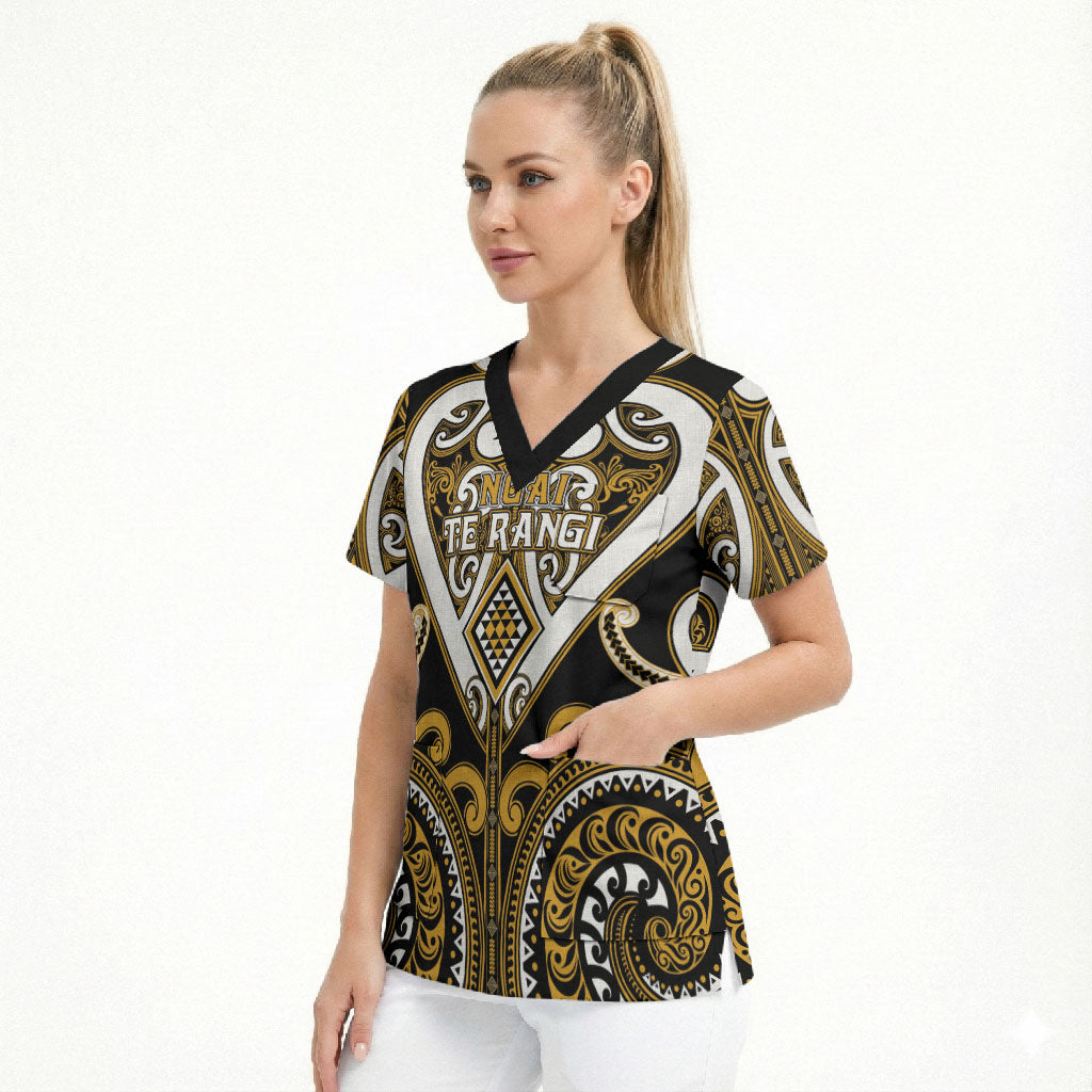 Custom Aotearoa Ngai Te Rangi Scrub Top Maori Tribal Pattern LT05 - Polynesian Pride